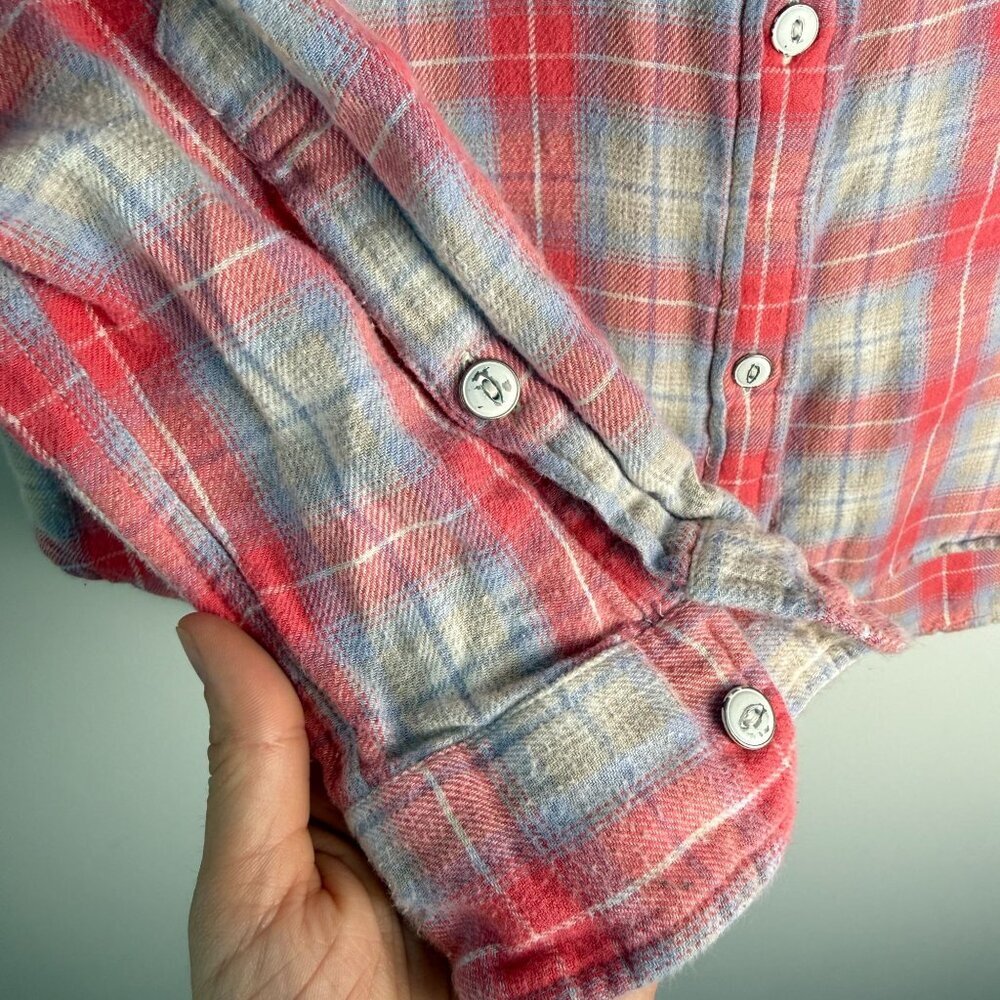 Faherty Womens Flannel Button Up Shirt Pink Blue Plaid S Outdoors Casual Boho - Picture 6 of 9